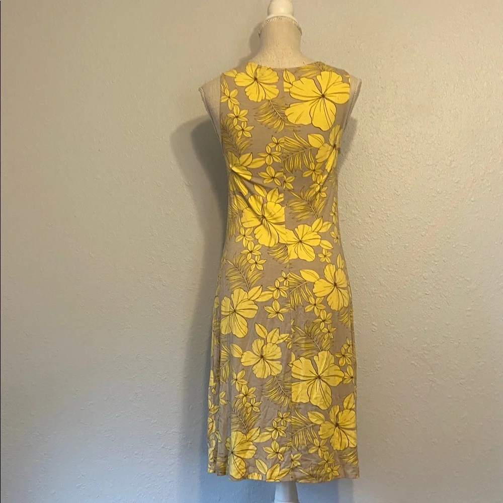Tommy Bahama Yellow and Beige Floral Print Twist Front Sleeveless Dress Size S - Picture 5 of 8